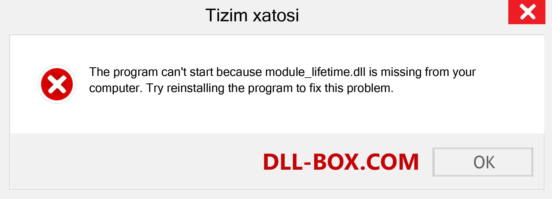 module_lifetime.dll fayli yo'qolganmi?. Windows 7, 8, 10 uchun yuklab olish - Windowsda module_lifetime dll etishmayotgan xatoni tuzating, rasmlar, rasmlar